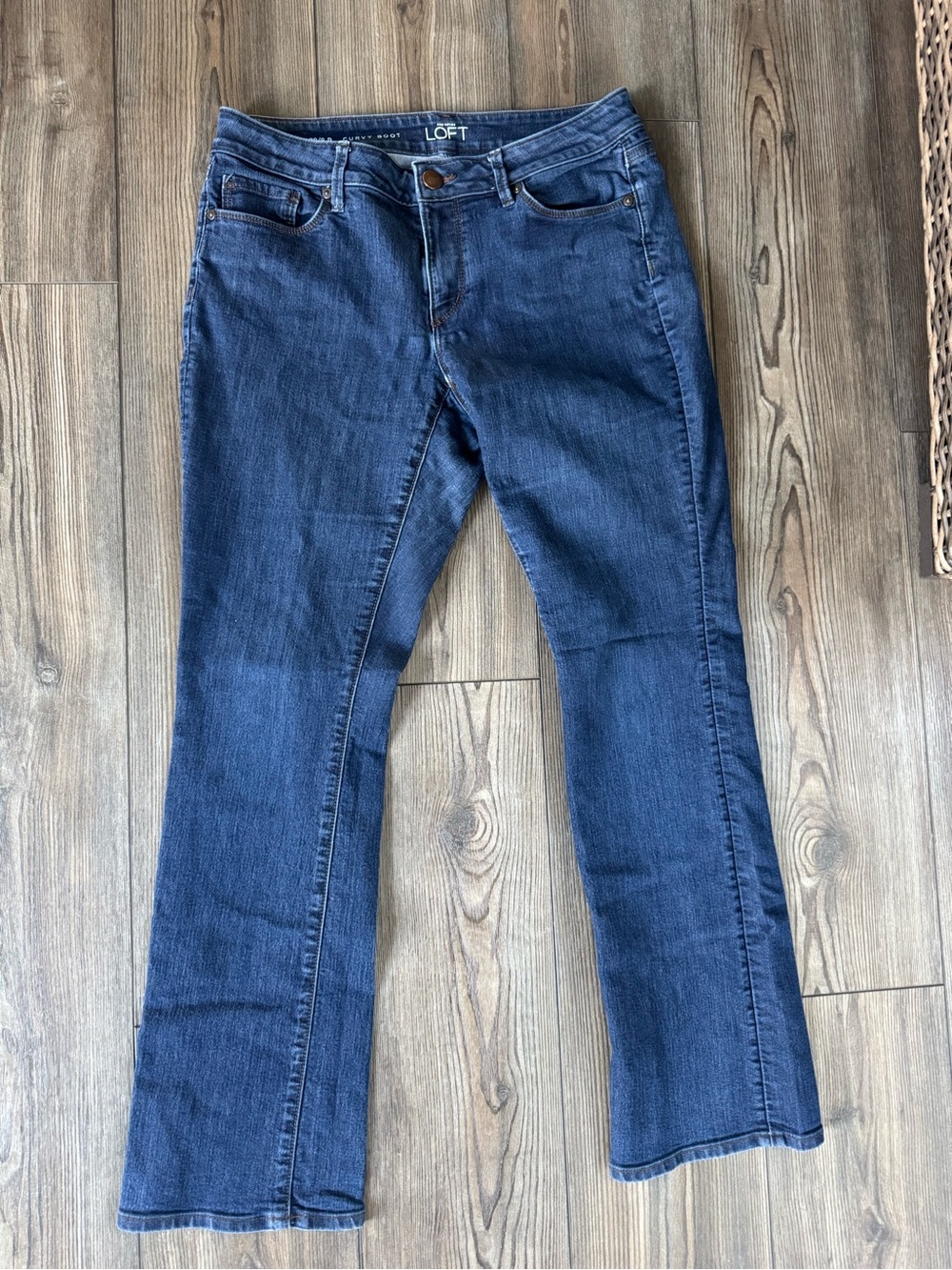 LOFT Women's Curvy Boot Stretch Blue Jeans